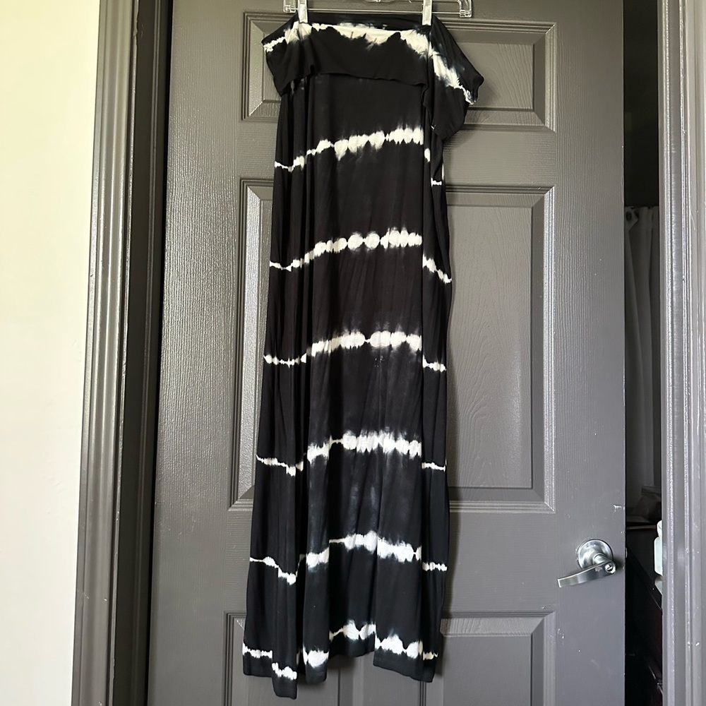 Tie Dyed Navy and White Long Maxi Skirt